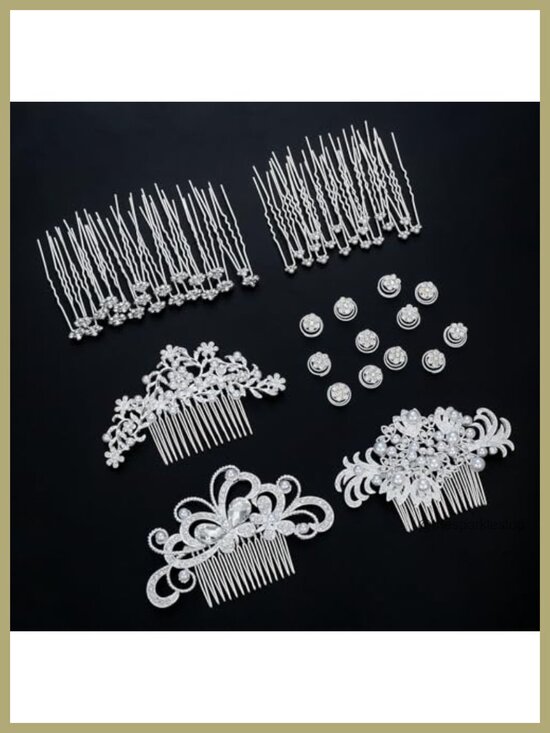 56 Piece Bridal Hair Accessories Set Crystal Pearl Combs Rhinestone Clips